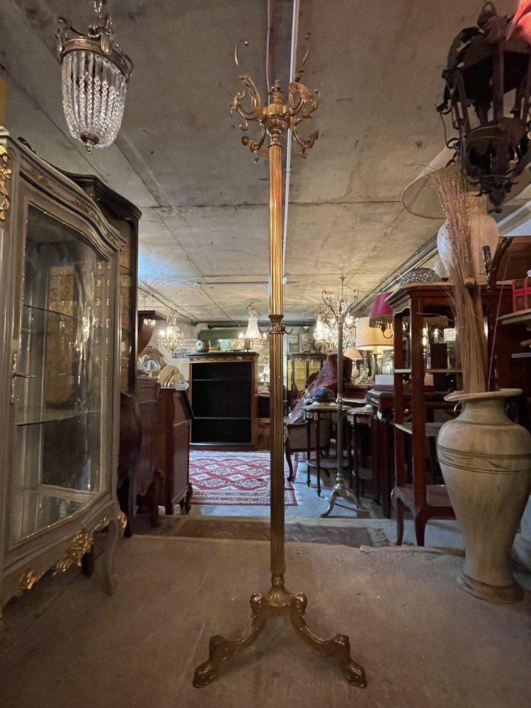 ZNMYDMT Freistehende Garderobe Mit Marmorsockel – 7 Haken, Höhenverstellbar (100–175 Cm), Gold (für Flur, Schlafzimmer, Büro)