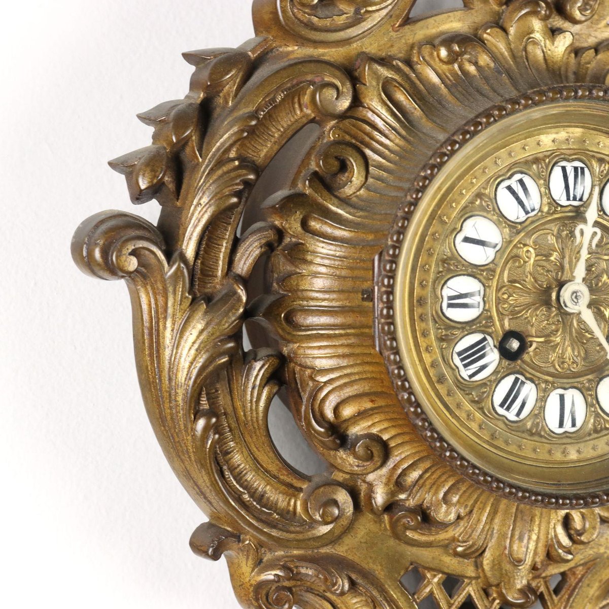Wall Clock in Golden Bronze for sale at Pamono