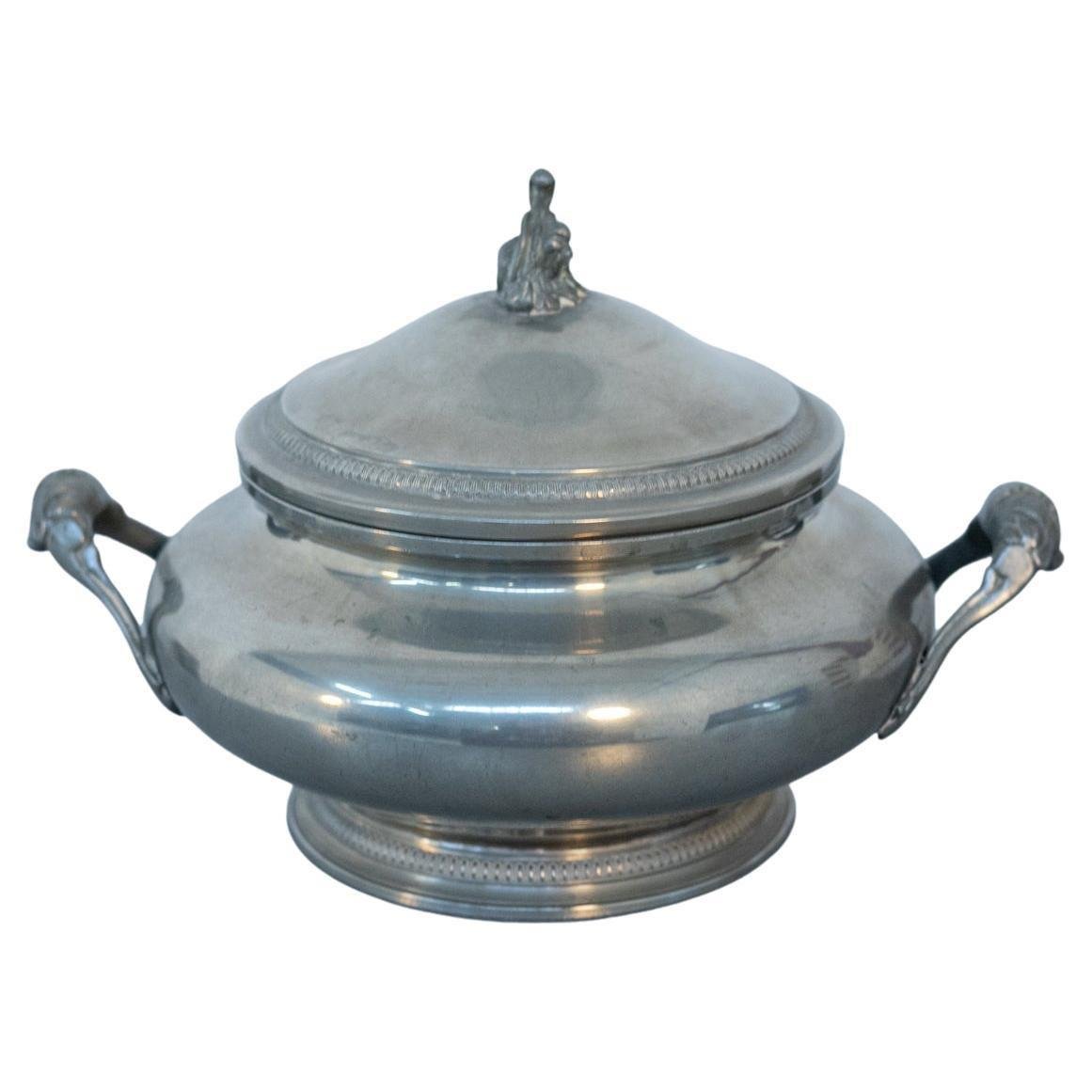 Vintage Soup Tureen in Silver Metal With Lid for sale at Pamono