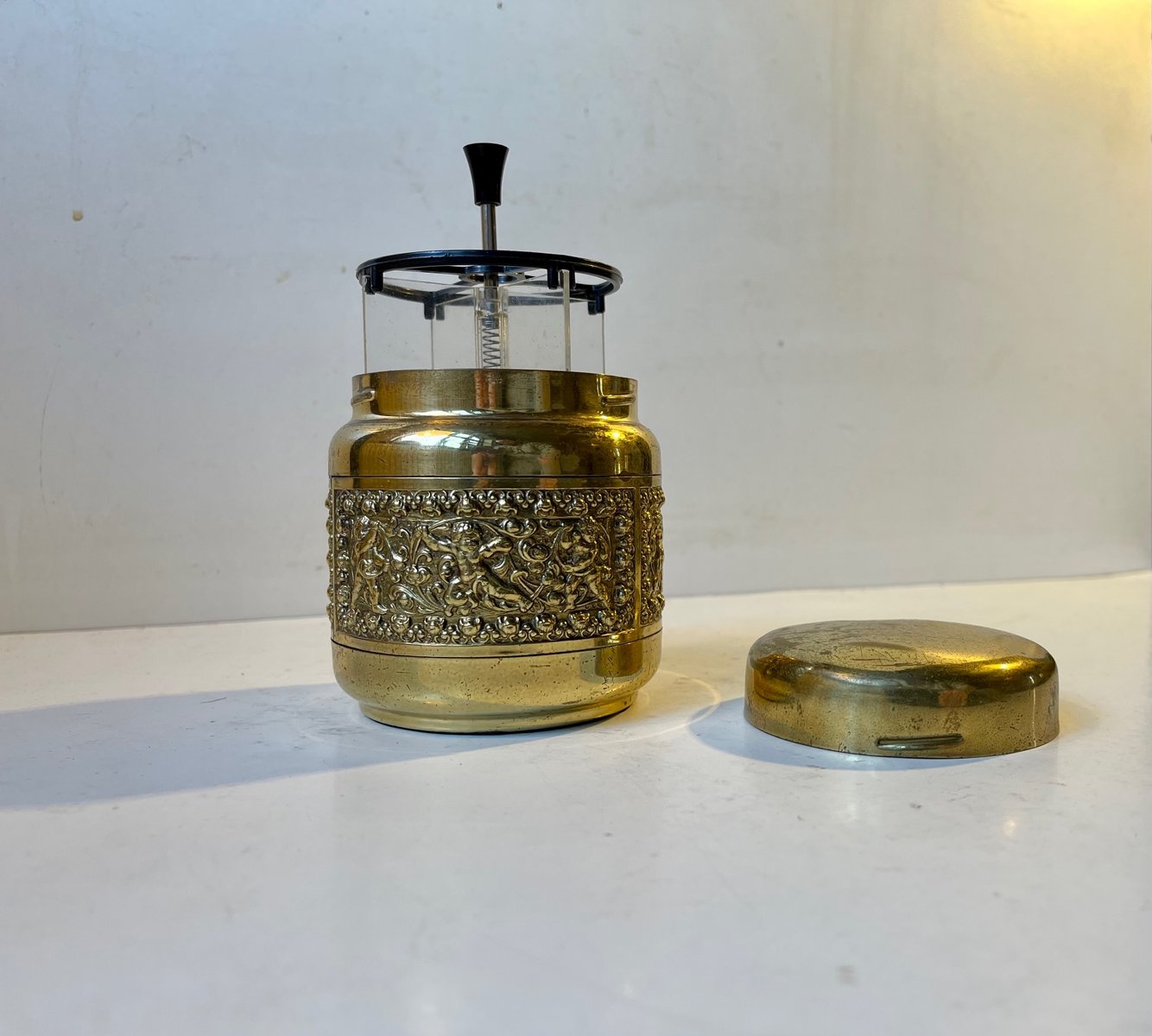 Vintage PopUp Cigarette Dispenser in Brass by Erhard & Sohne, 1960s