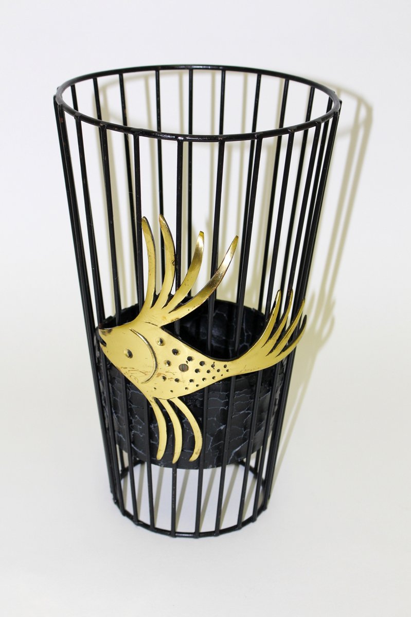 Black Wire Steel Umbrella Stand by Walter Bosse for sale at Pamono