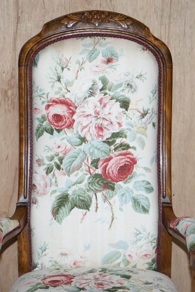 Poltrona Vittoriana In Miniatura Scala 1:12 &ndash; Noce E Tessuto Per Casa Delle Bambole (SMA AZ Jj31033wn)