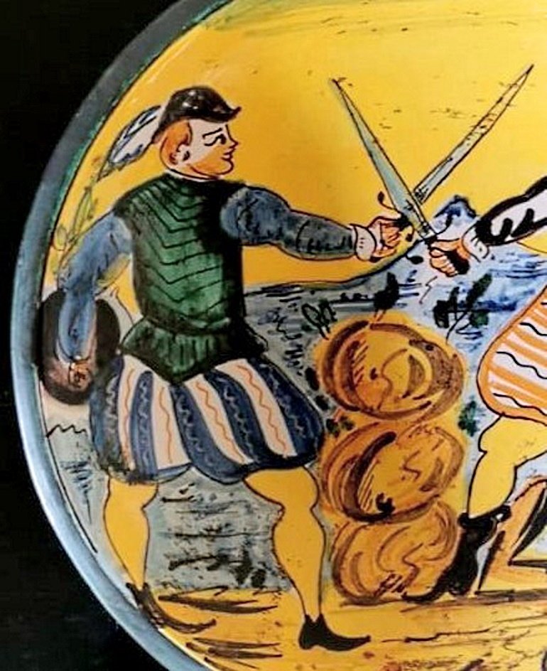 5 Assiettes italienne en majolique " neo-renaissance " - Label Emmaüs