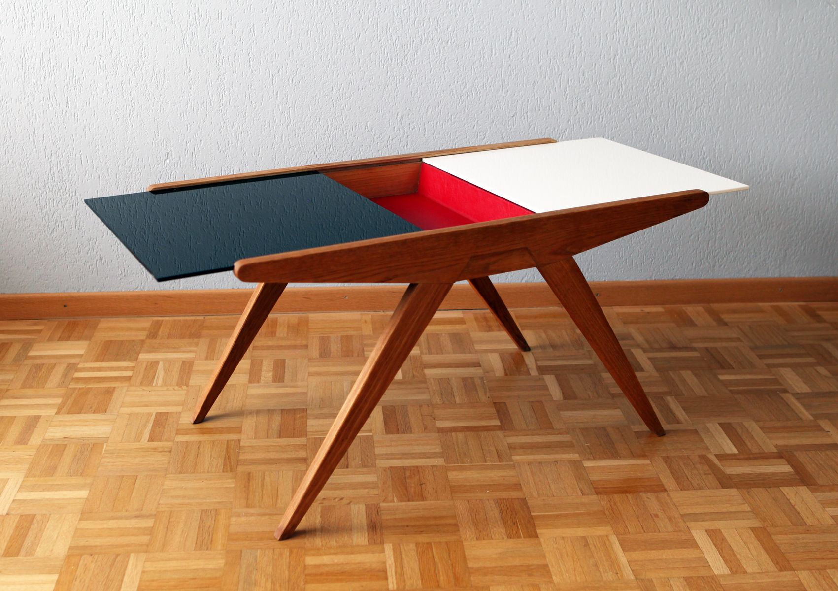 Swiss Pressed Glass Coffee Table With Storage Tray 1950s For Swiss Pressed Glass Coffee Table With Storage Tray 1950s