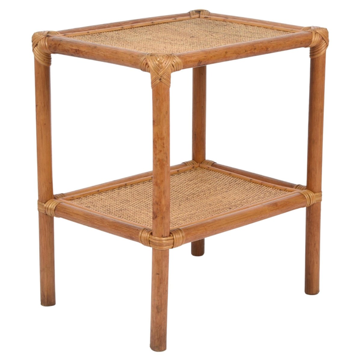 Rechteckiger italienischer MidCentury Beistelltisch aus Bambus