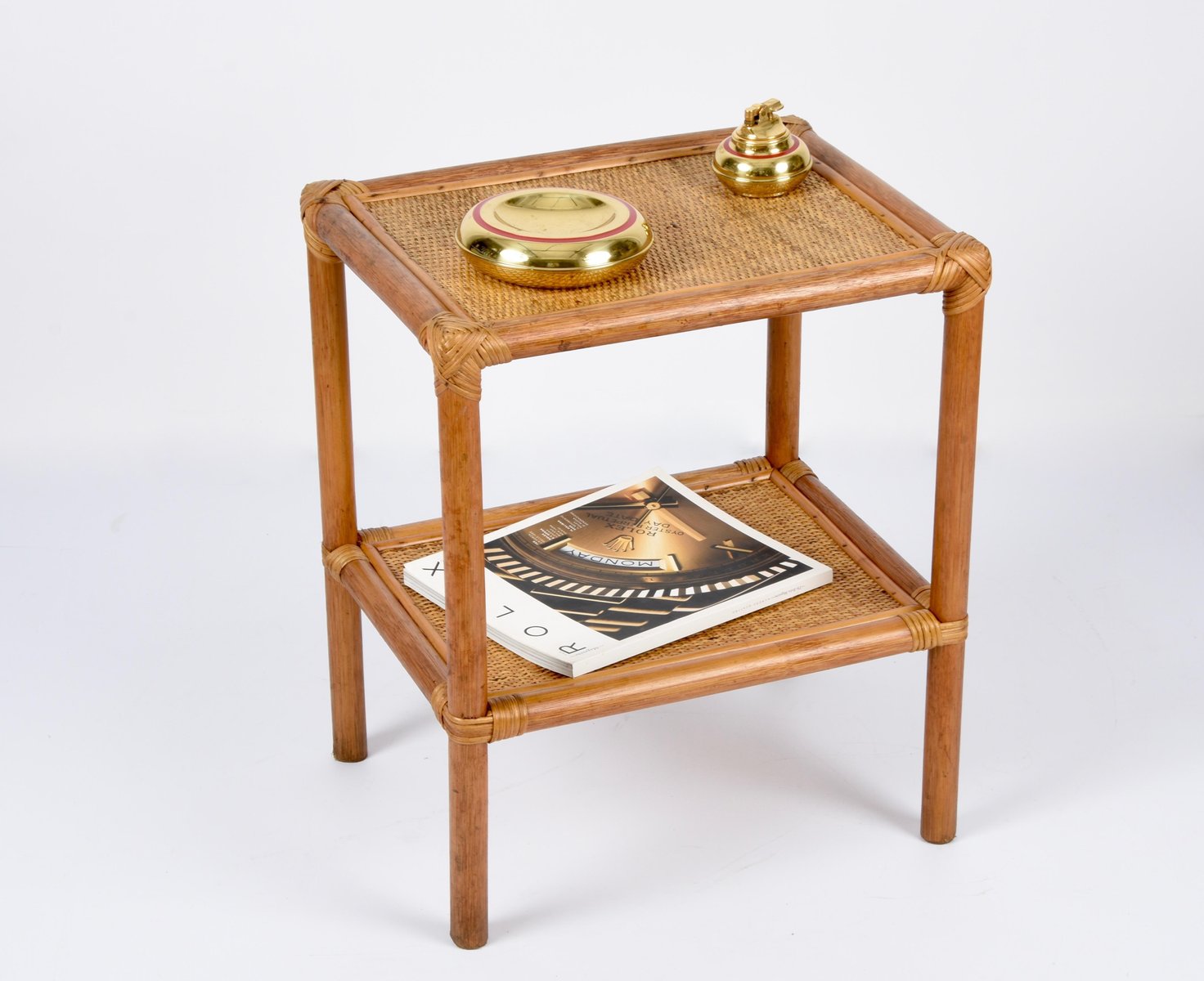 Rechteckiger italienischer MidCentury Beistelltisch aus Bambus