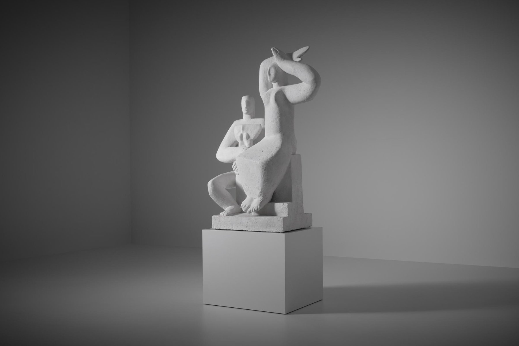 MidCentury Modern White Plaster Sculpture, 1950s for sale at Pamono