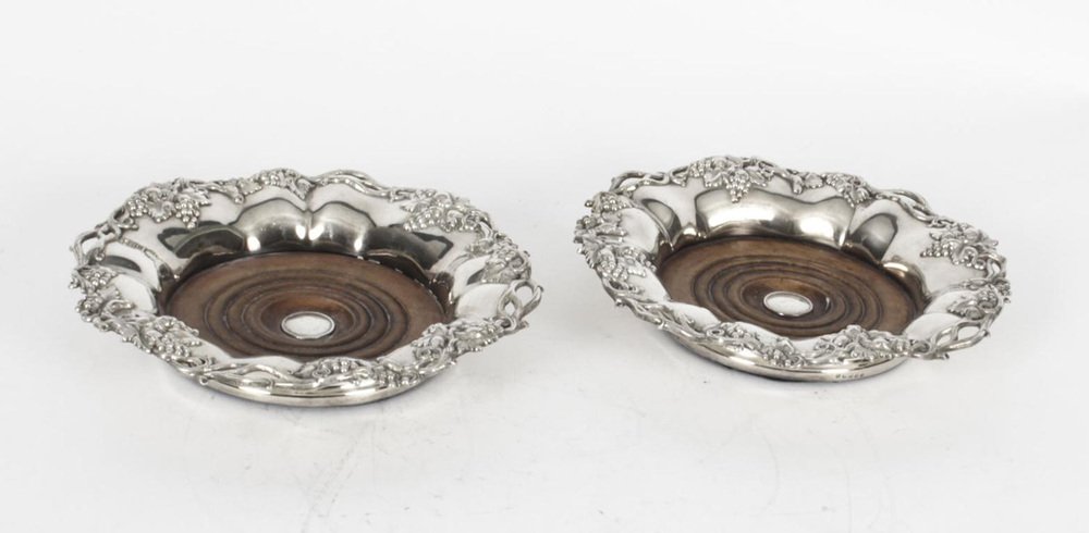 19th Century Silver Plated Coasters from William Howe & Co, Set of 2 ...