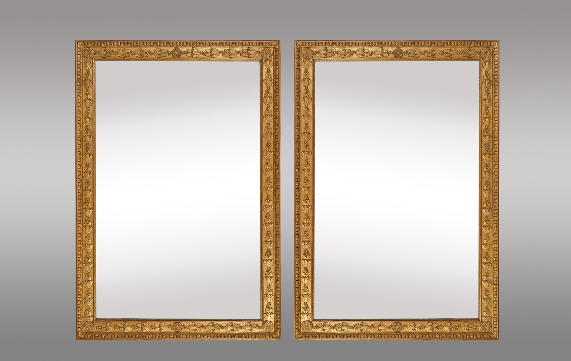 French Gilt Mirrors With Oak Leaves And Rosettes Set Of 2 For French Gilt Mirrors With Oak Leaves And Rosettes Set Of 2