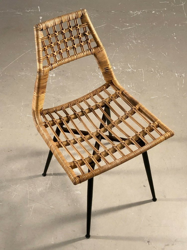 Französischer Schreibtisch & Stuhl aus Bambus, 1950, 2er Set bei Pamono