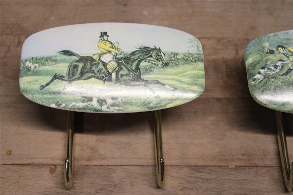 Italian Clothing Hangers in Brass and Plastic with Galloping Horse