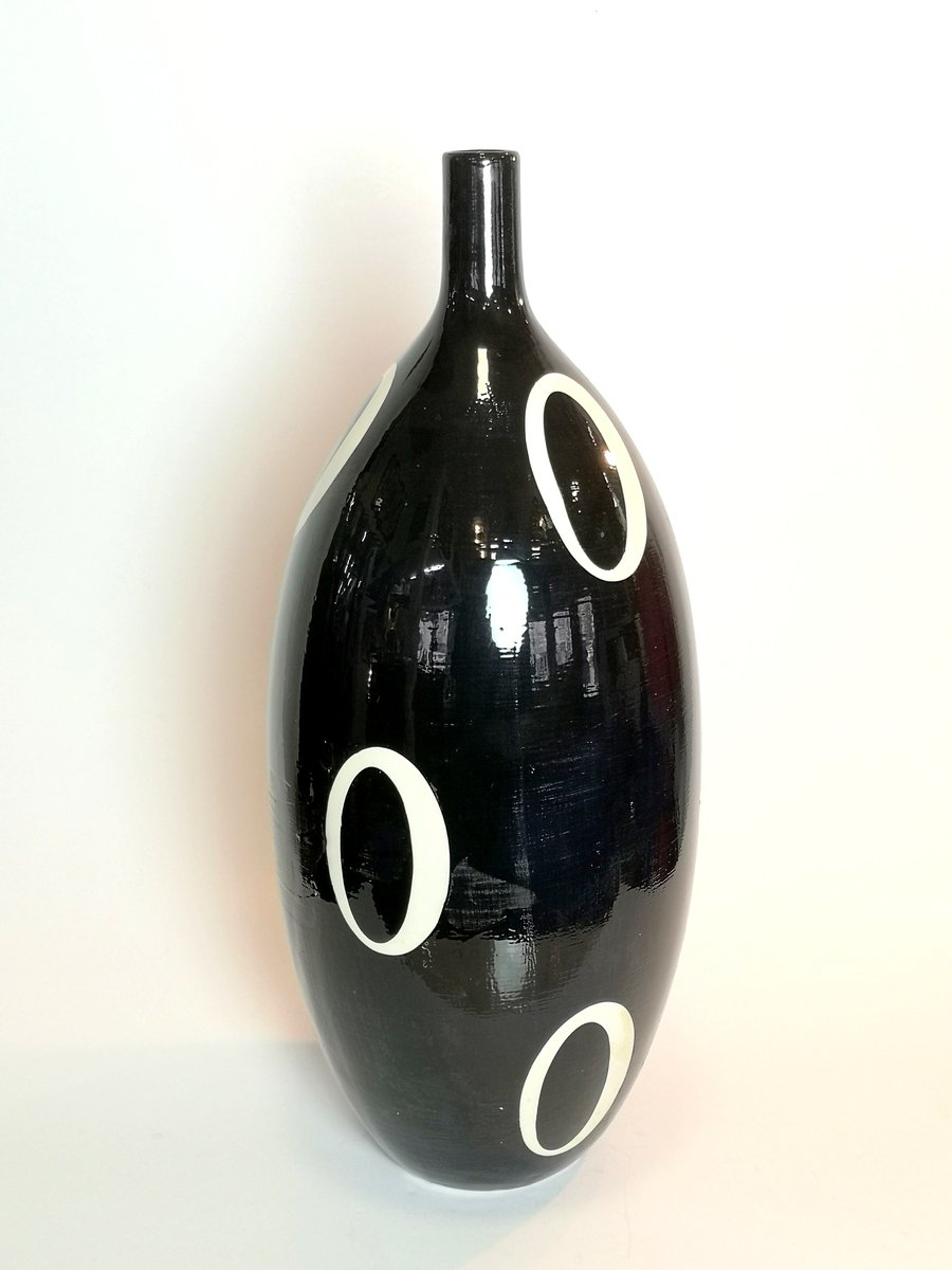 Tall Black and White Floor Vase, 1960s for sale at Pamono