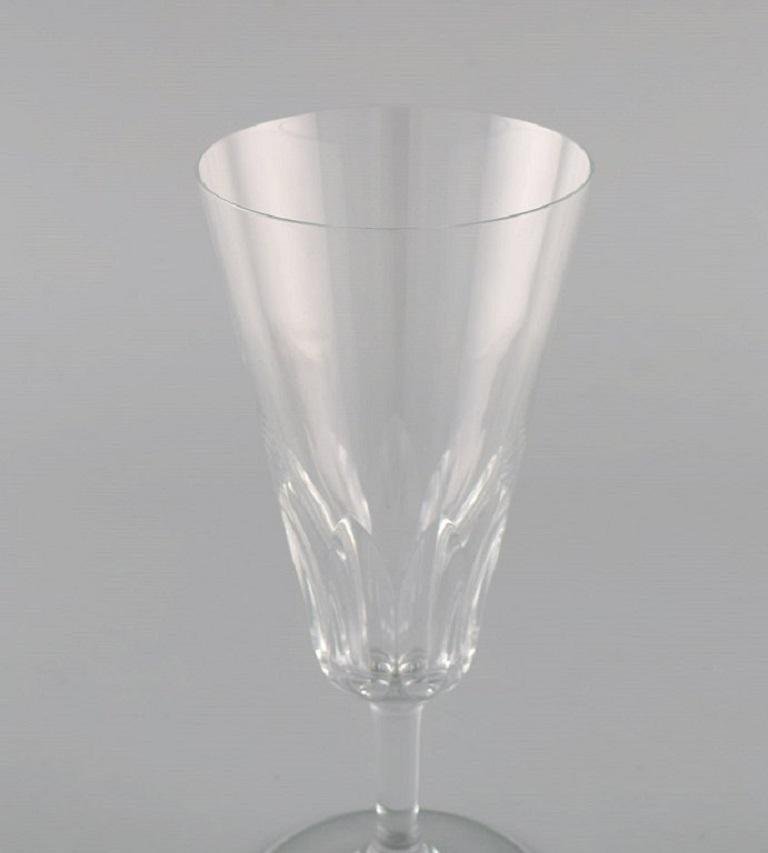 Art Deco French Champagne Flutes in Clear Crystal Glass, Set of 10 for