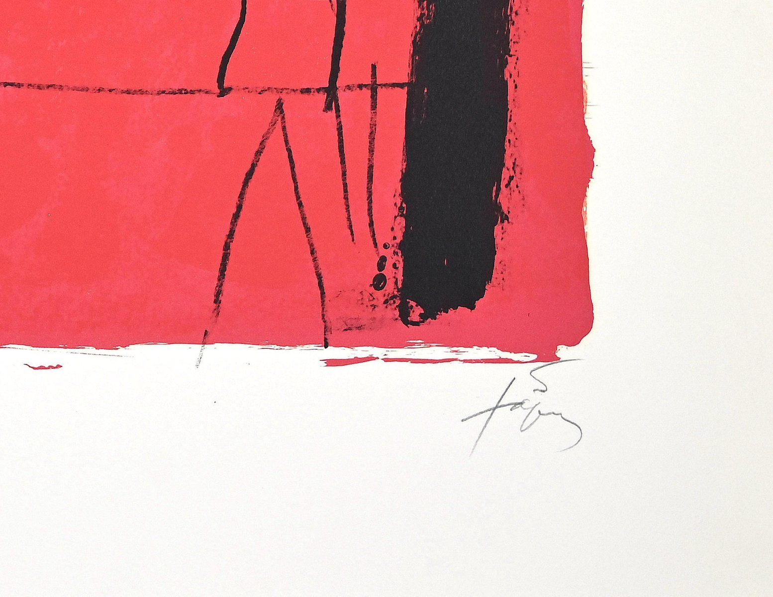 Lithographie Originale Antoni Tàpies 1976 - 11x17 Pouces Encadrée - Signée - état Excellent
