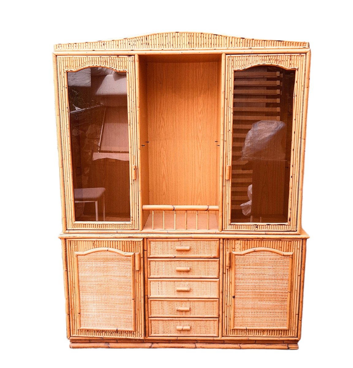 Vintage Schrank aus Holz & Bambus bei Pamono kaufen