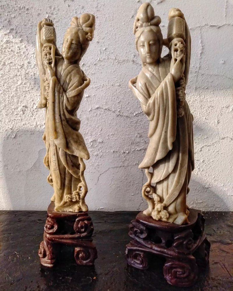 Antique Jade Figurines, Set of 2 for sale at Pamono