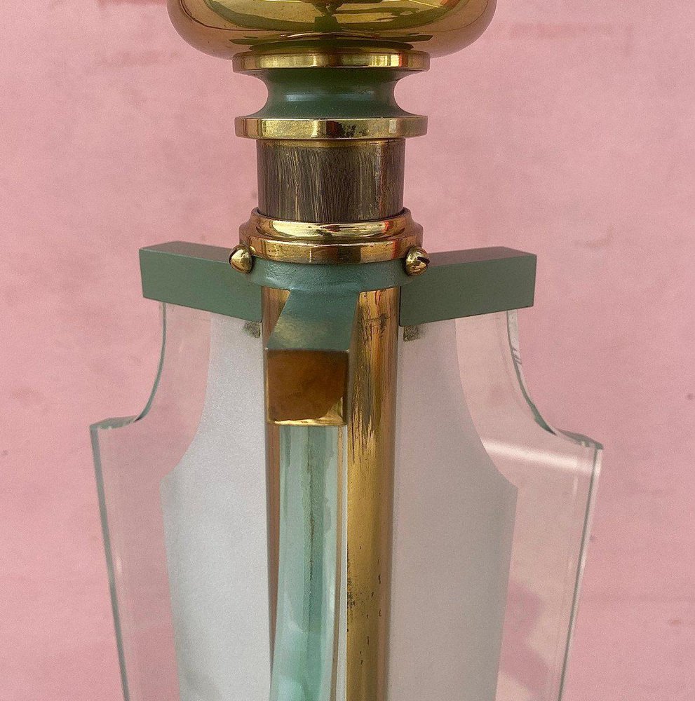 Art Deco Golden Brass Floor Lamp for sale at Pamono