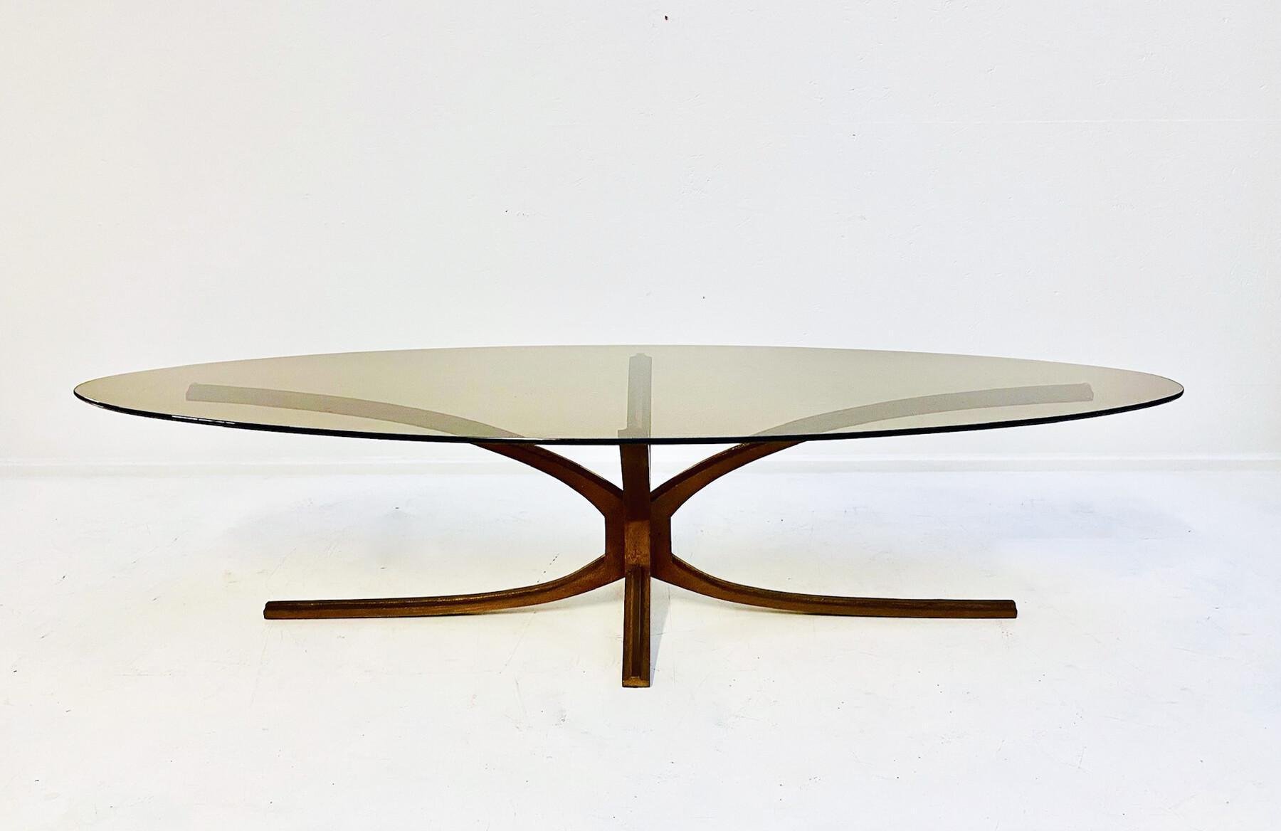 Tavolino Da Caffè Moderno In Vetro E Legno Di Noce - Design Triangolare Mid-Century Per Soggiorno, Piccole Dimensioni - 6