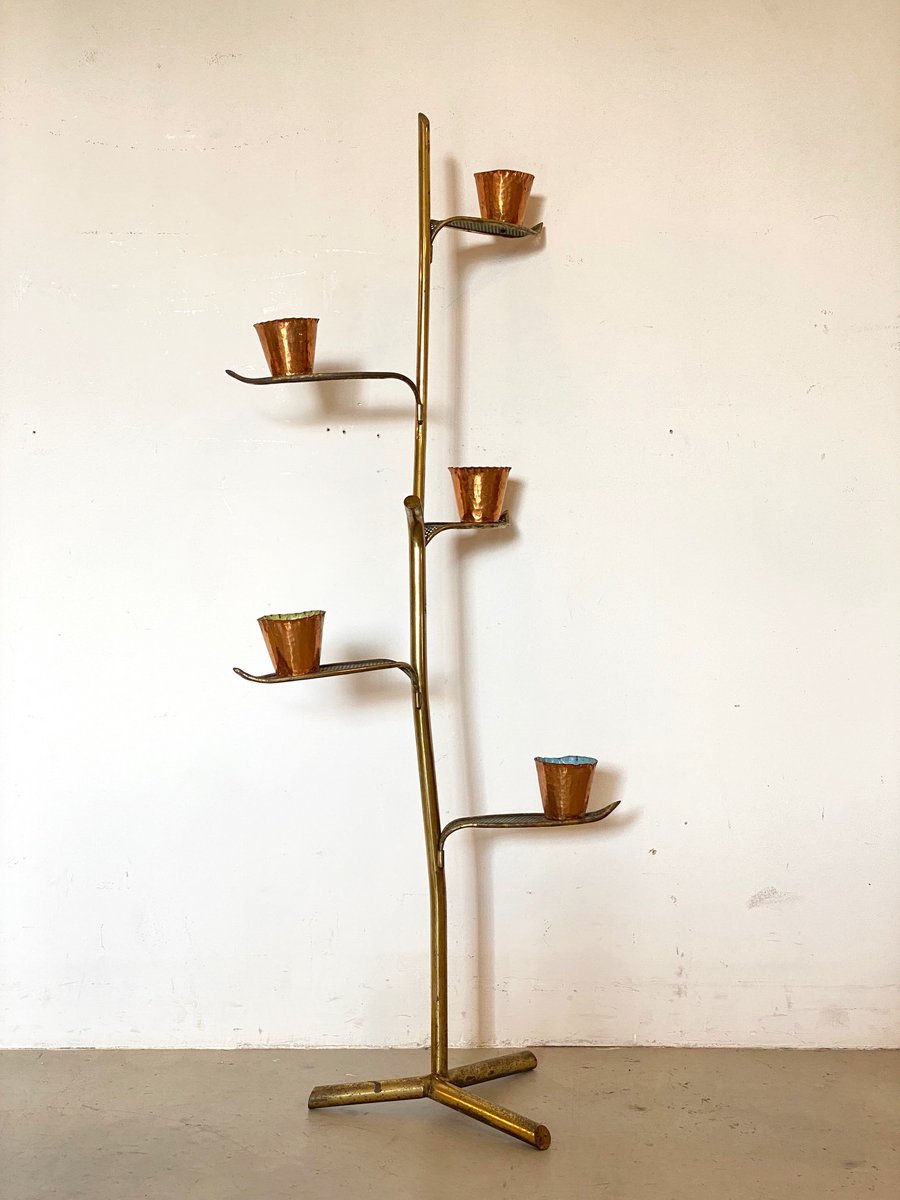 Brass Vase Holder Stand, 1950s for sale at Pamono
