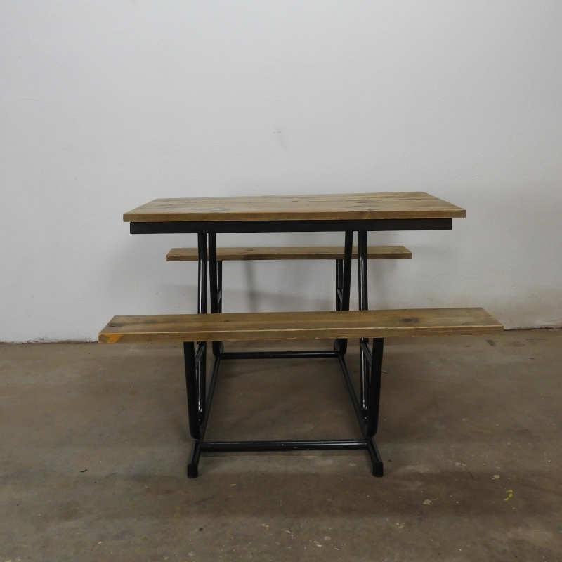 Vintage Picnic Table with Steel Frame for sale at Pamono