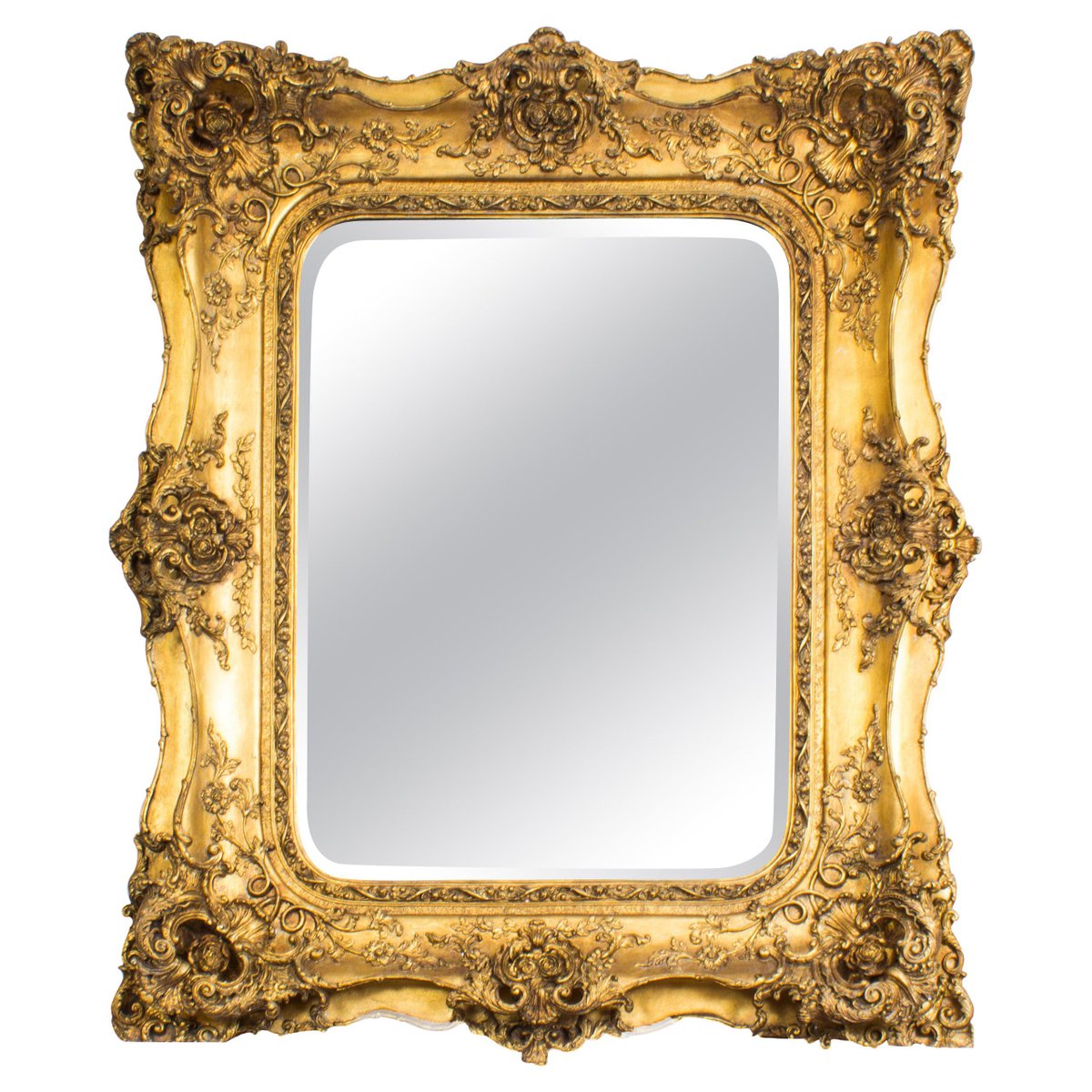 Large 20th Century Italian Ornate Gilded Mirror for sale at Pamono