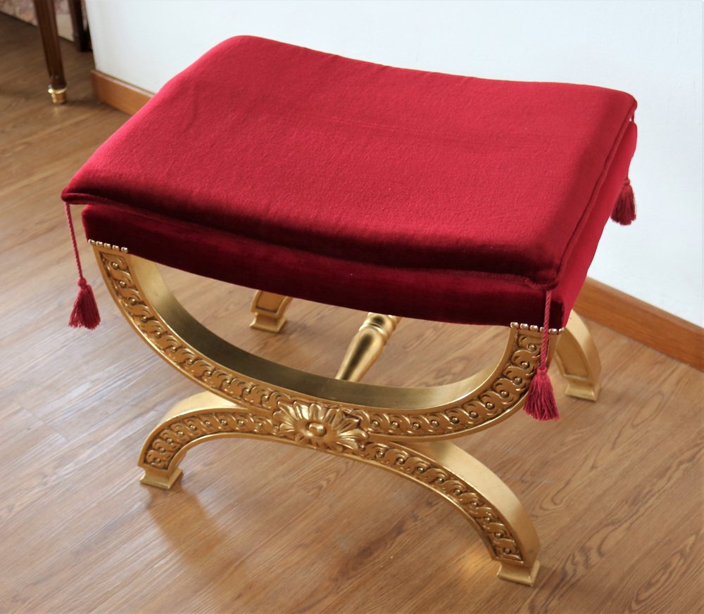 neoclassical style pouf in hand carved and gilded wood IYX-1289008