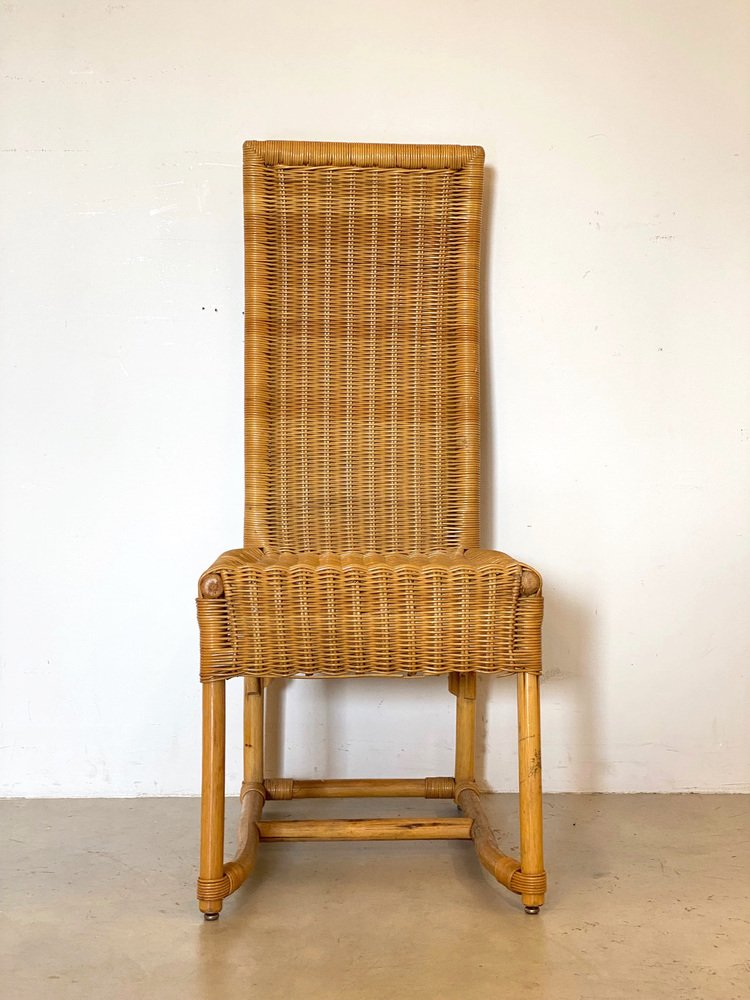 Stuhl aus Korbgeflecht und Bambus, 1970er bei Pamono kaufen