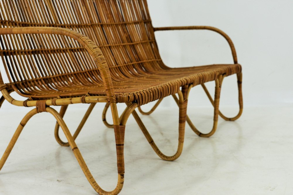 Italienische Bank aus Bambus & Rattan, 1965er bei Pamono kaufen