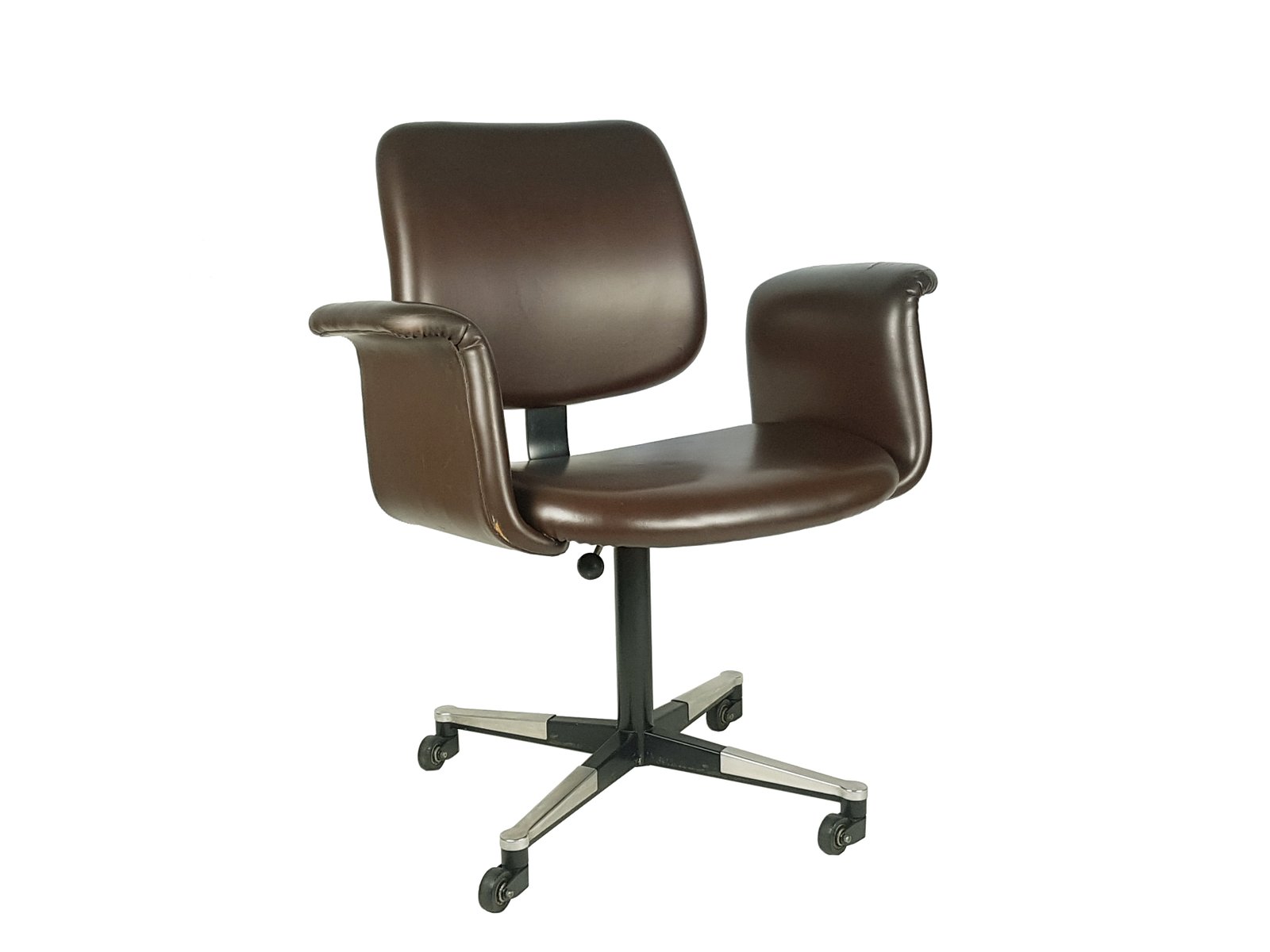 italian brown skai and metal wheeled office chair RD-1291682