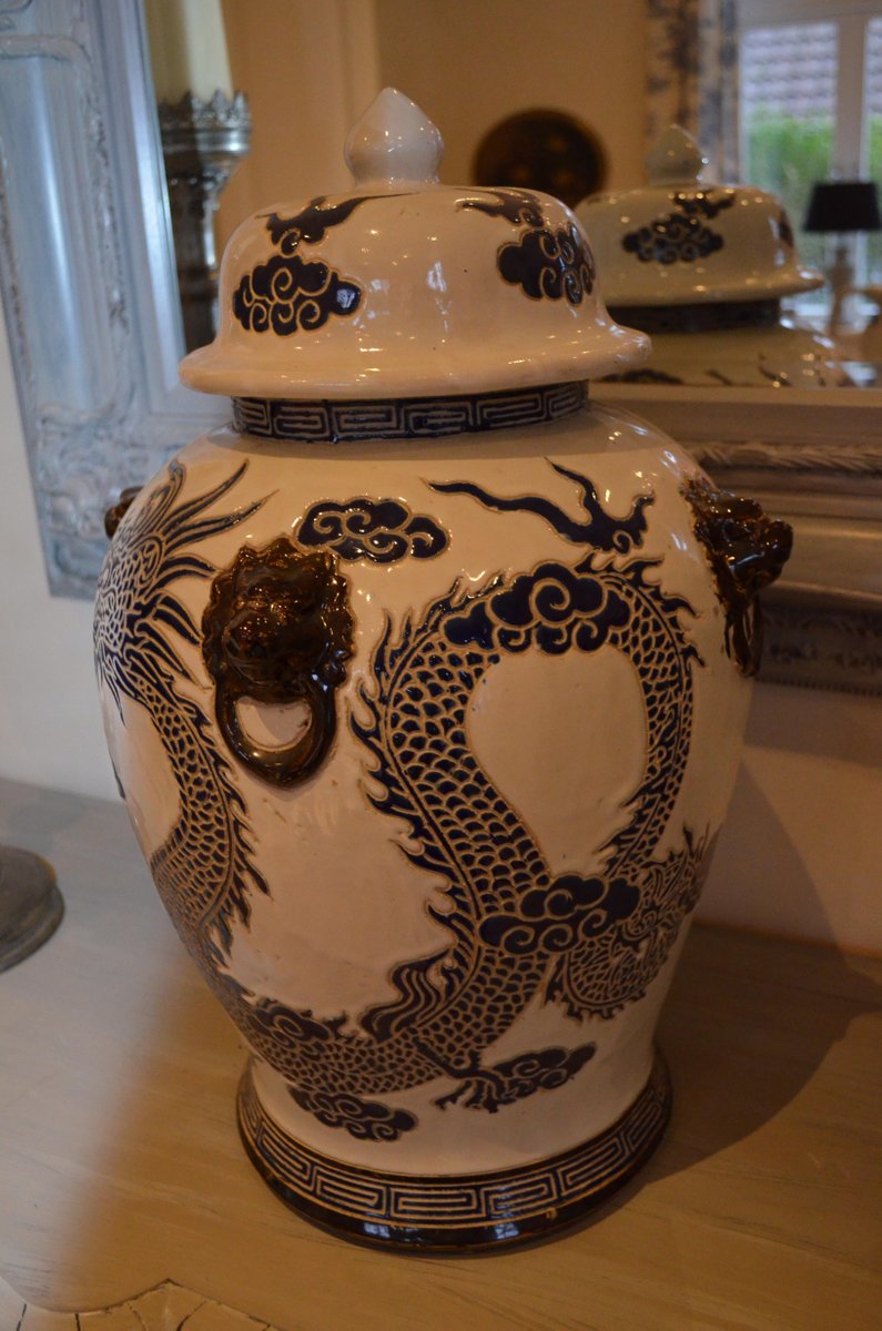 Large Vintage Belgian Ginger Jars with Lids, Set of 2 for sale at Pamono