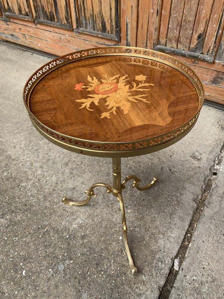 Small Vintage Brass Side Table for sale at Pamono