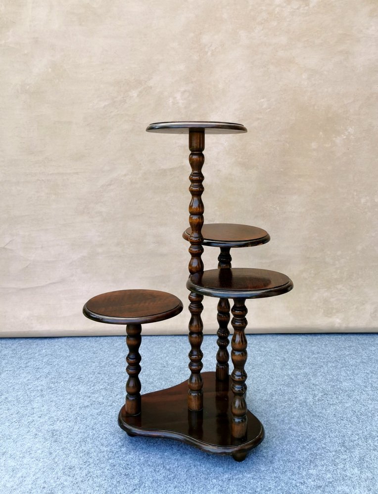 Vintage 4Arm Plant Stands in Oak, Germany, 1940 / 50s for sale at Pamono