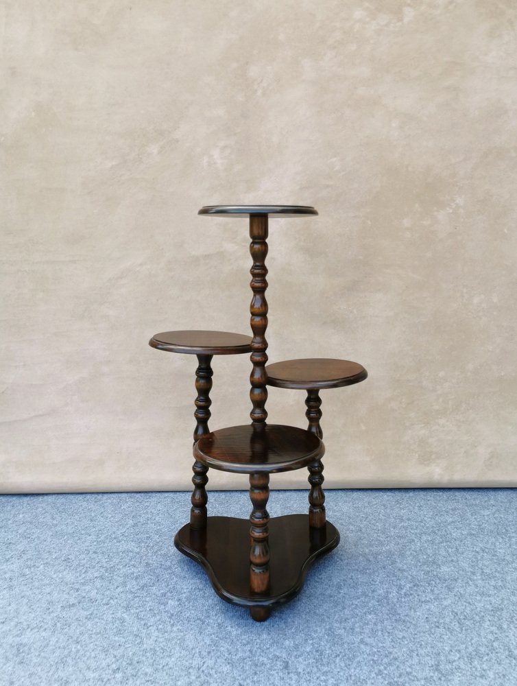 Vintage 4Arm Plant Stands in Oak, Germany, 1940 / 50s for sale at Pamono