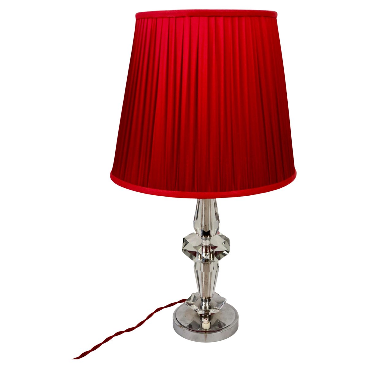 Art Deco French Table Lamp in Cut Glass for sale at Pamono