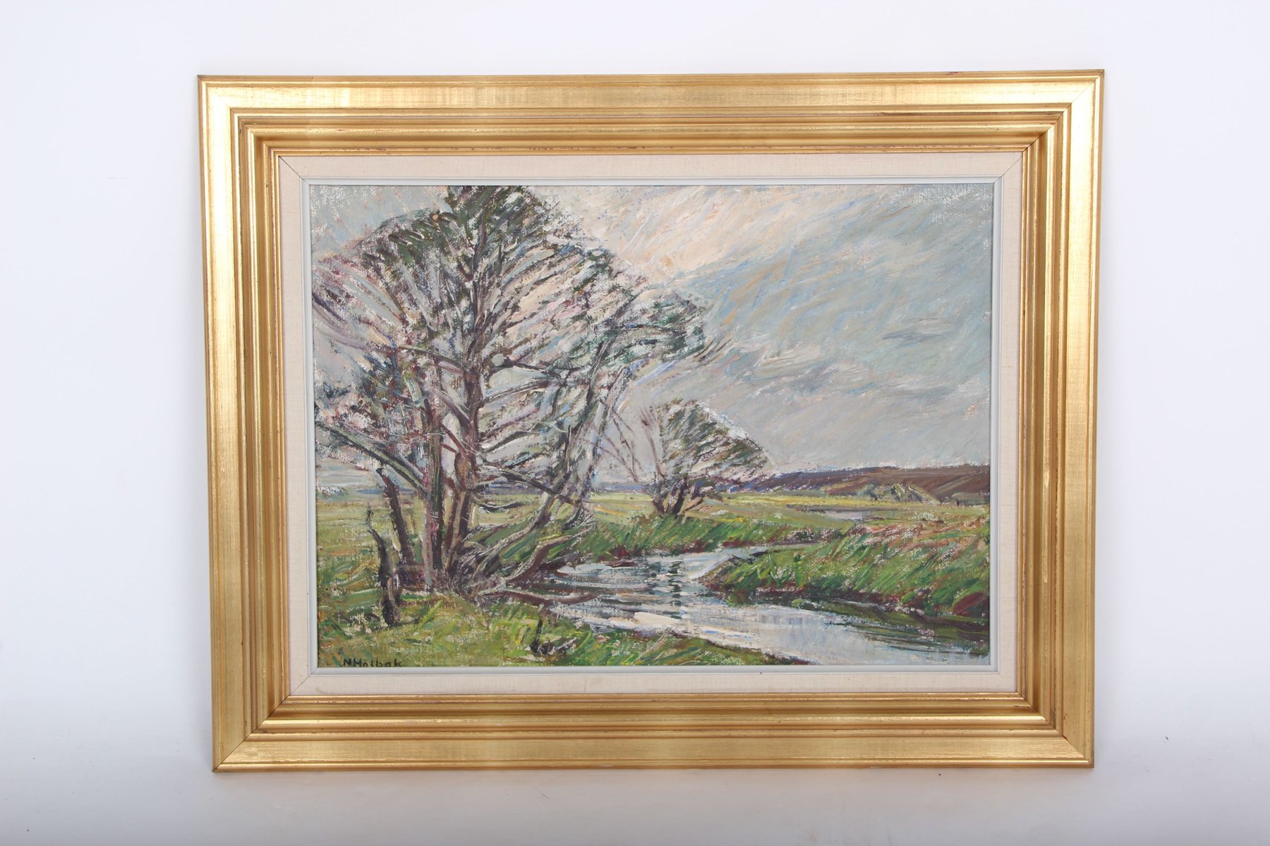 Niels Holbak, Danish Landscape Painting, Oil on Canvas, Framed for sale