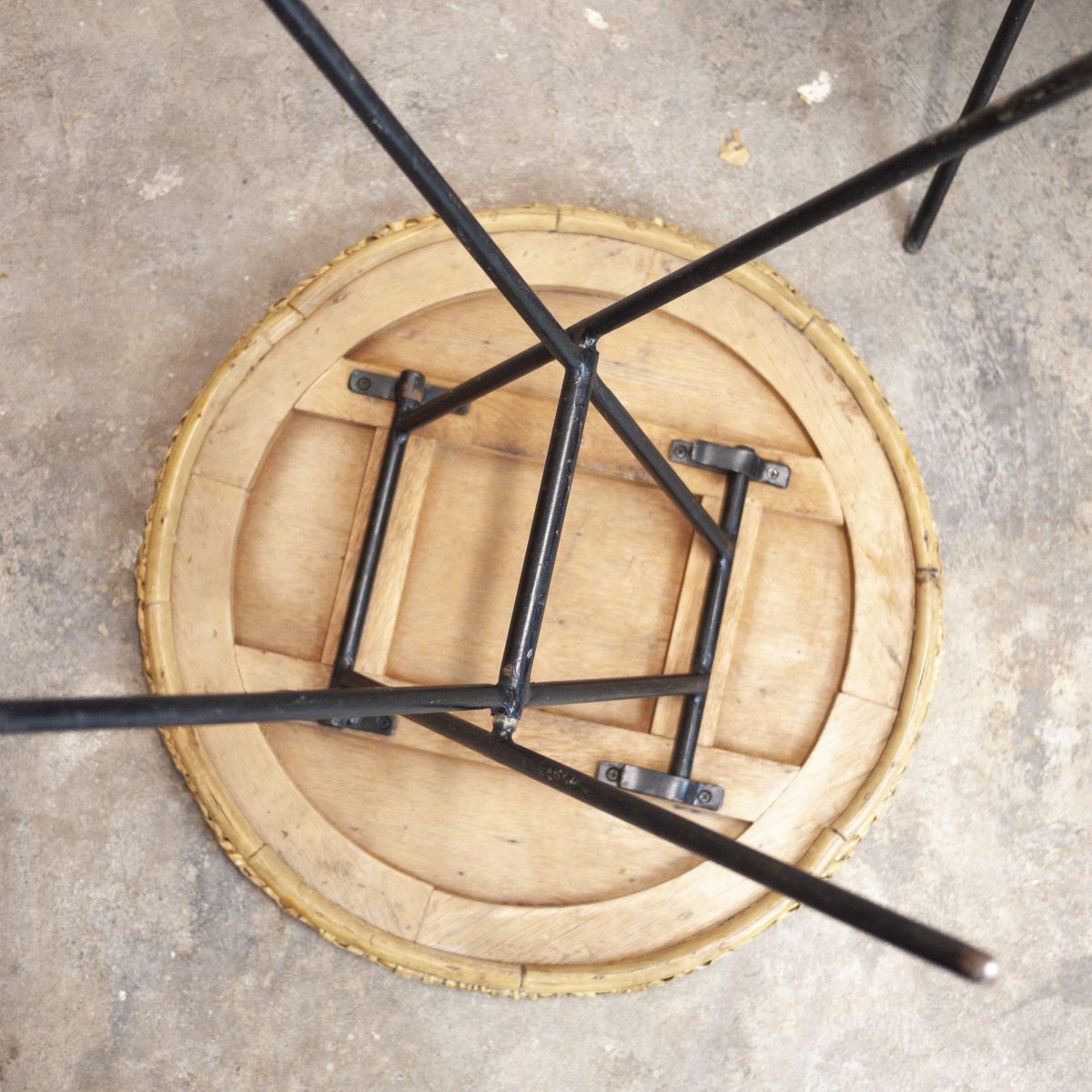 Vintage Metal and Wicker Rattan Folding Side Tables for Habitat, 1990s