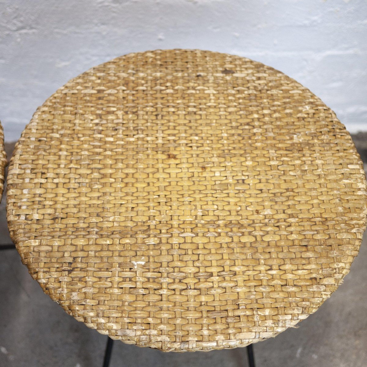 Vintage Metal and Wicker Rattan Folding Side Tables for Habitat, 1990s