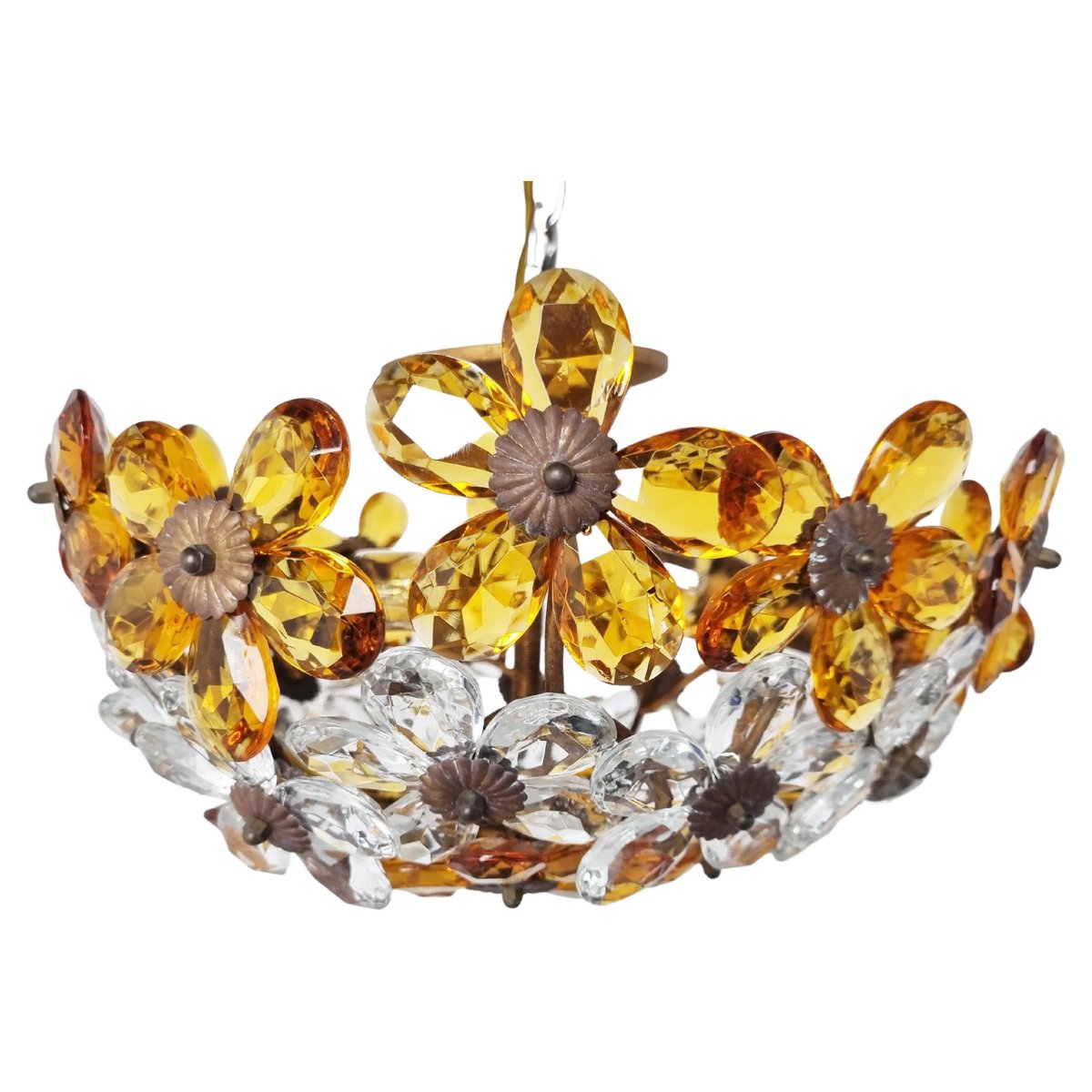 Vintage Glass Flower Ceiling Light, 1960s for sale at Pamono