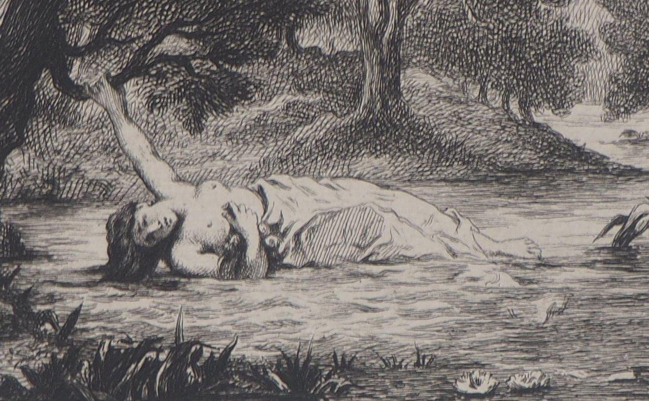 Eugène Delacroix, Ophelia, 1873, Engraving for sale at Pamono