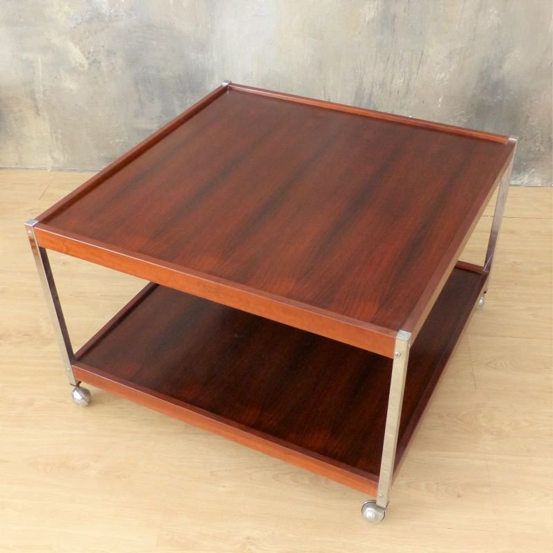 Vintage Teak Side Table on Rolls for sale at Pamono