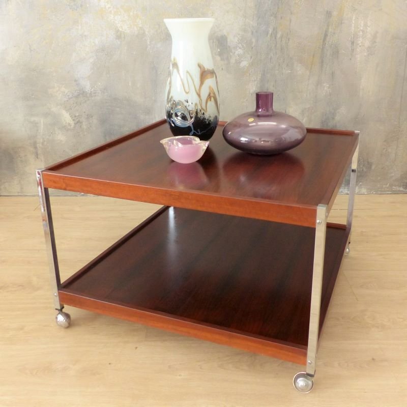 Vintage Teak Side Table on Rolls for sale at Pamono