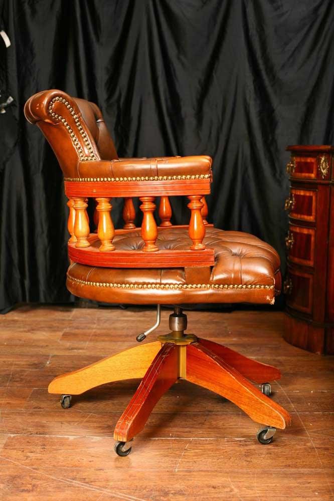 Leather Swivel Desk Chair for sale at Pamono