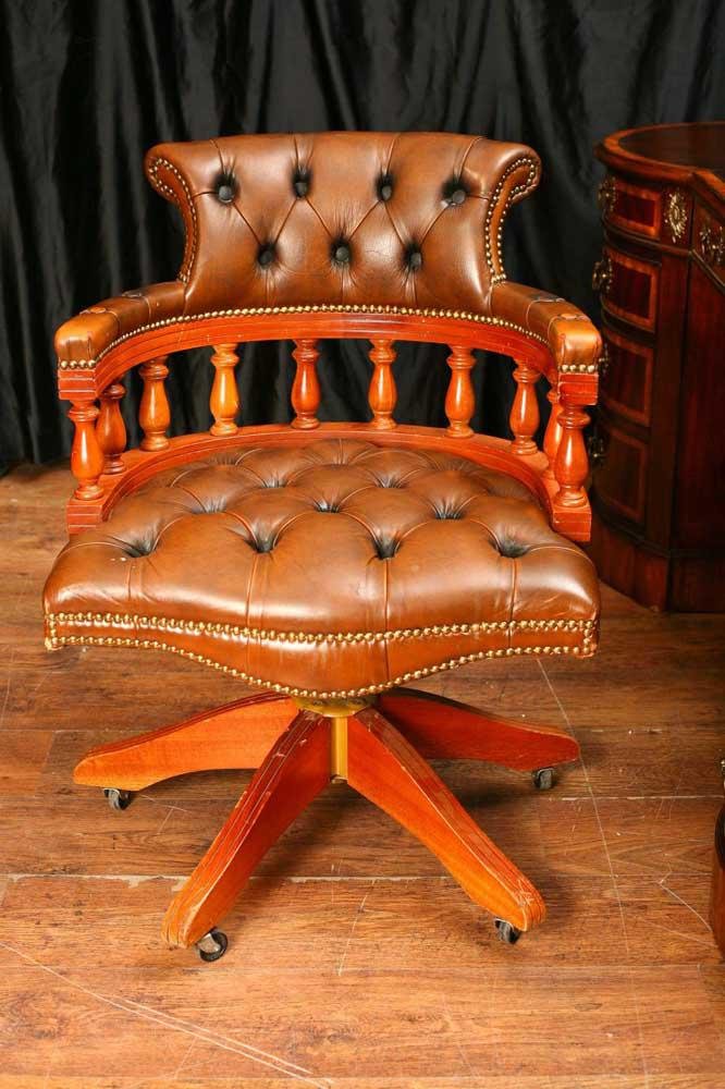 Leather Swivel Desk Chair for sale at Pamono