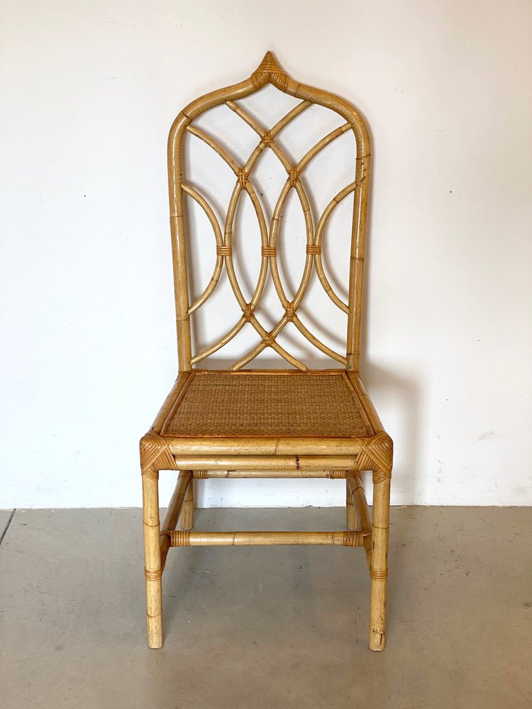 Stuhl aus Korbgeflecht und Bambus, 1970er bei Pamono kaufen