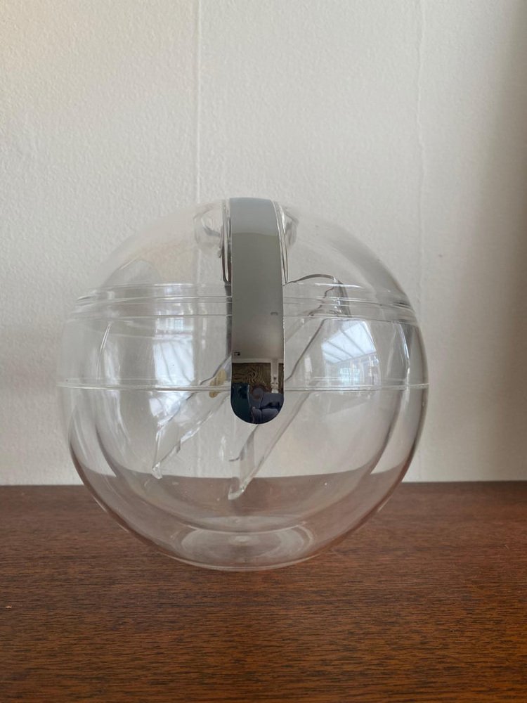 CRBUDY Secchiello per Il Ghiaccio in Vetro da 1,5 l/2,7 l con Manici in Legno, per cubetti di Ghiaccio, Bottiglie di Birra e Champagne, secchielli per
