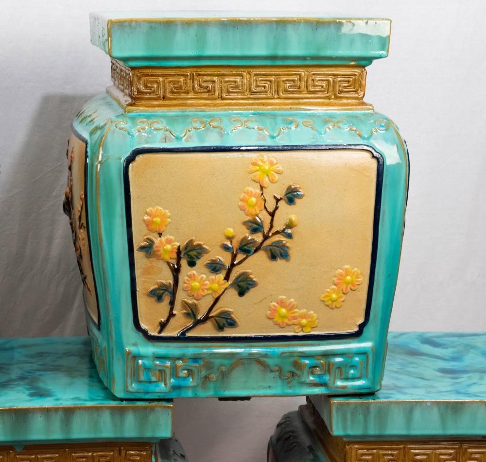 Gelbe chinesische Vintage Porzellan Hocker Sitze, 6er Set bei Pamono kaufen