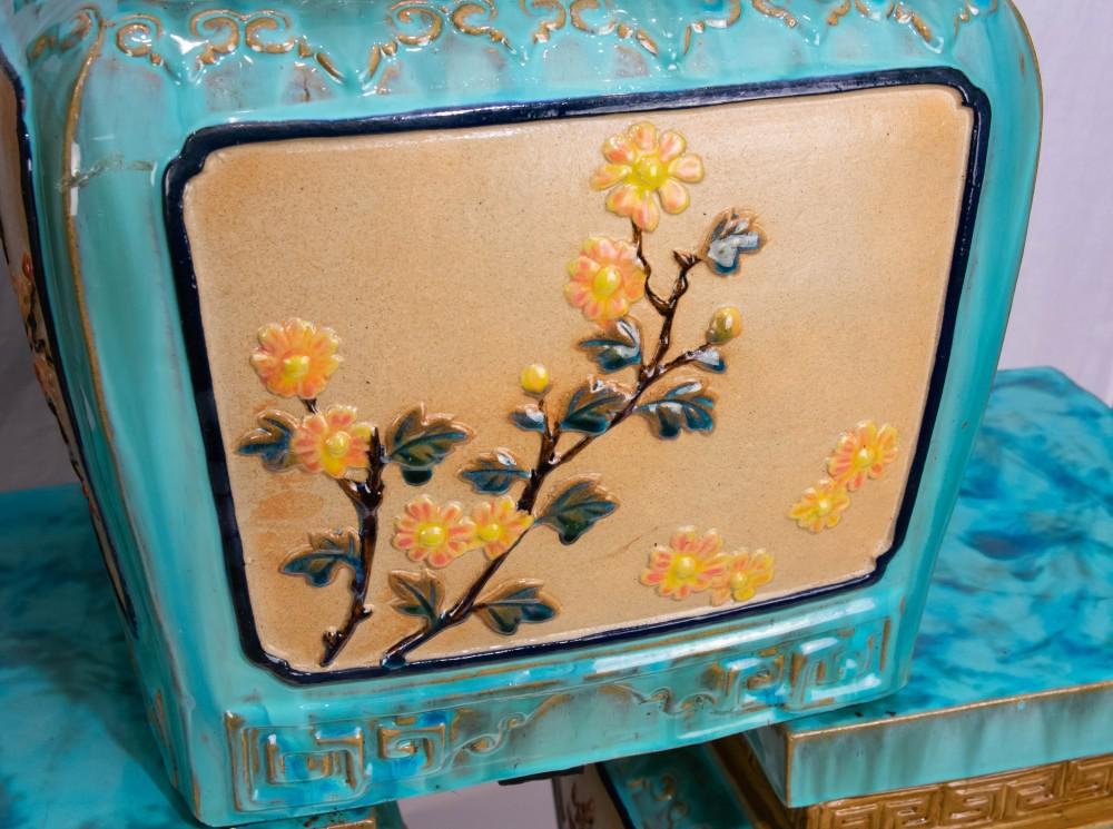 Gelbe chinesische Vintage Porzellan Hocker Sitze, 6er Set bei Pamono kaufen