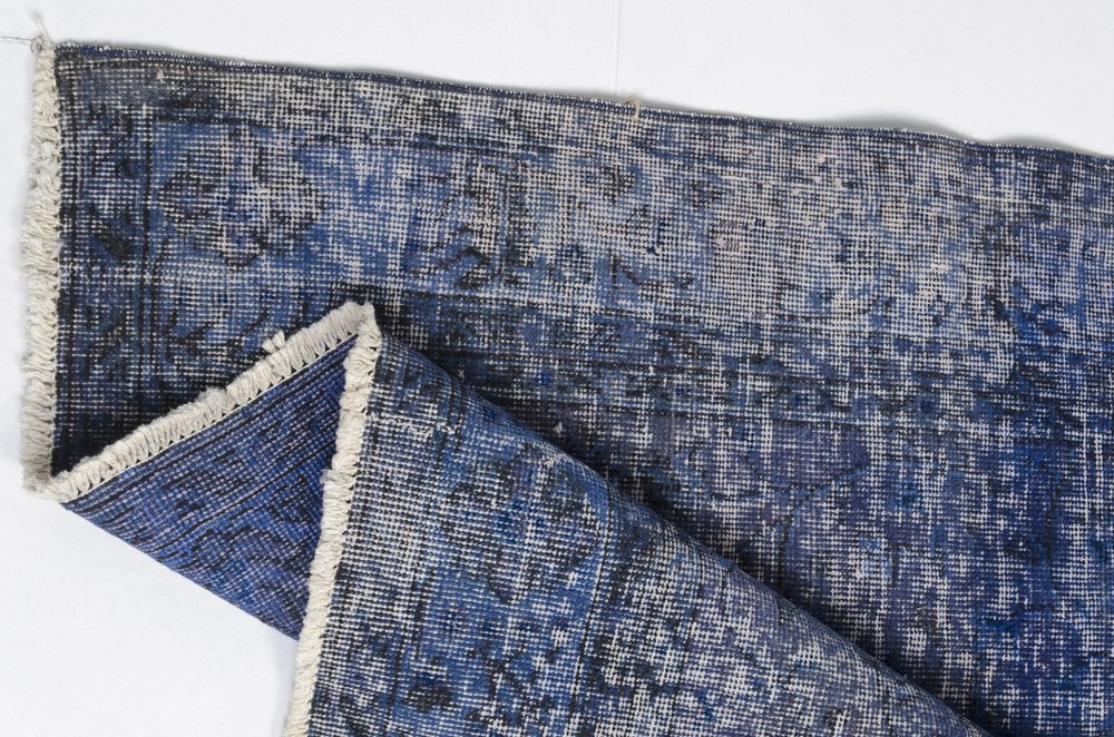 Royal Blue Faded Hallway Runner Rug for sale at Pamono