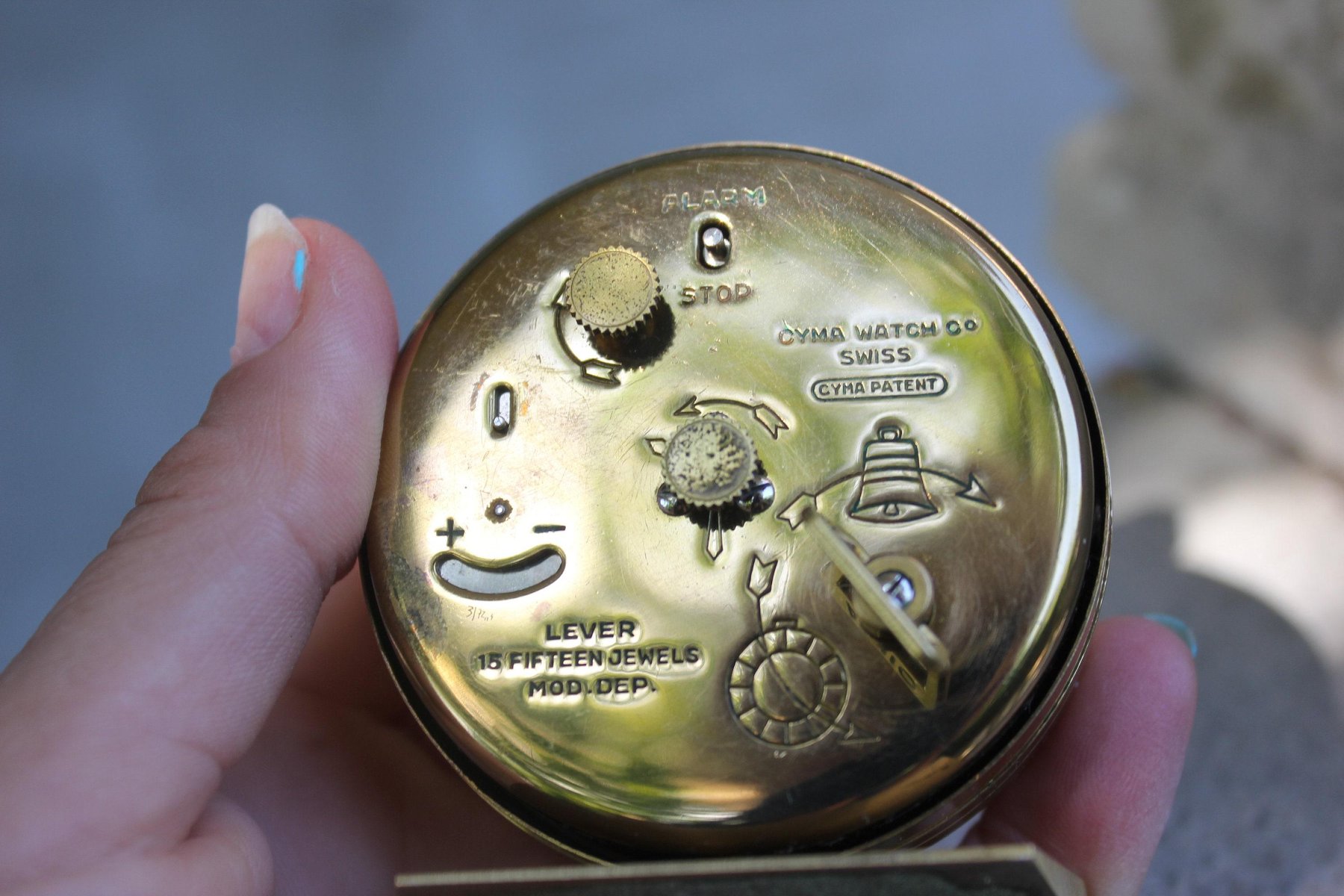 Cyma Amic Sonomatic Swiss Brass Mechanical Alarm Clock for sale at Pamono