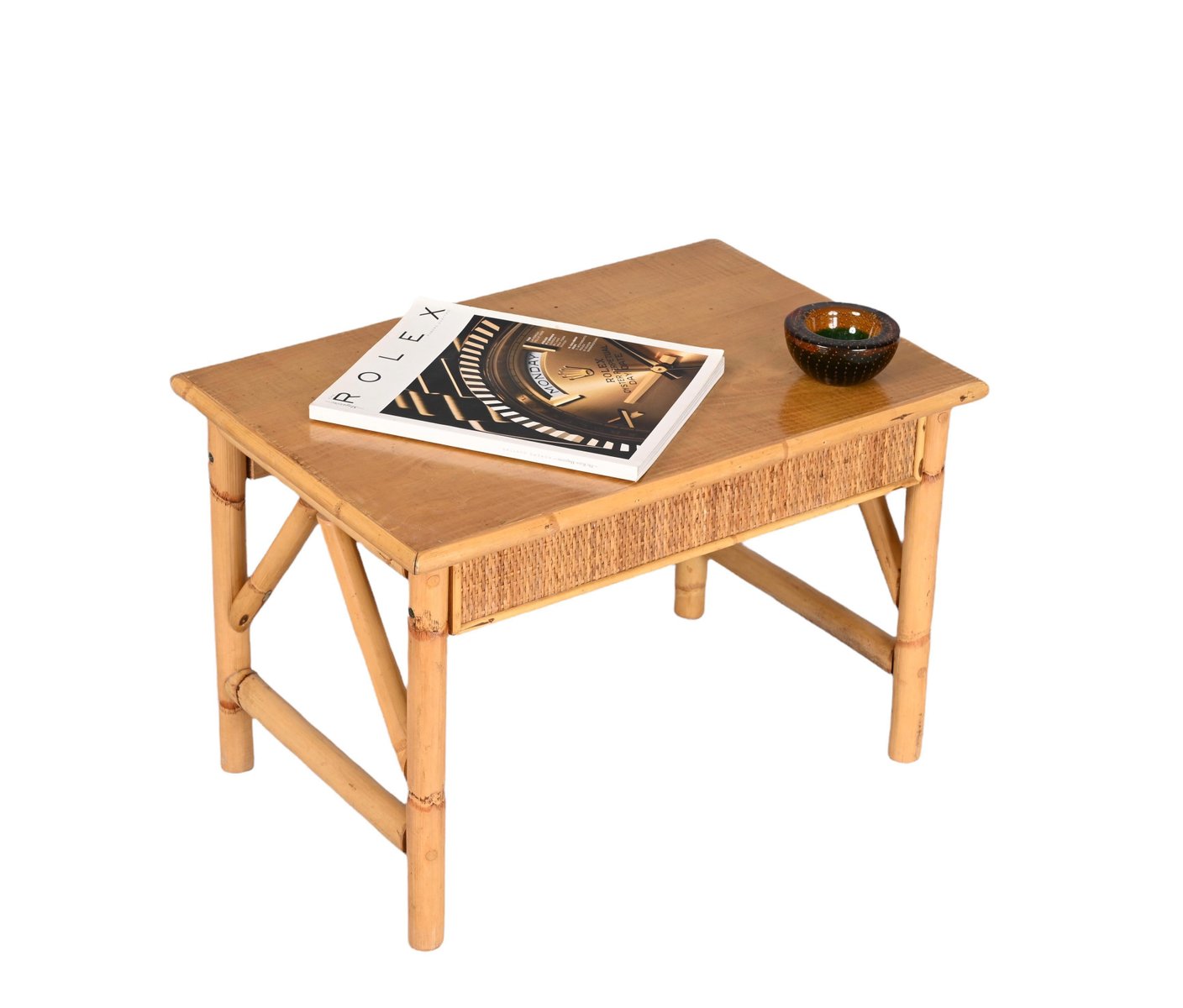 Italian Mid-Century Modern Bamboo, Rattan and Wood Coffee Tables, 1980s